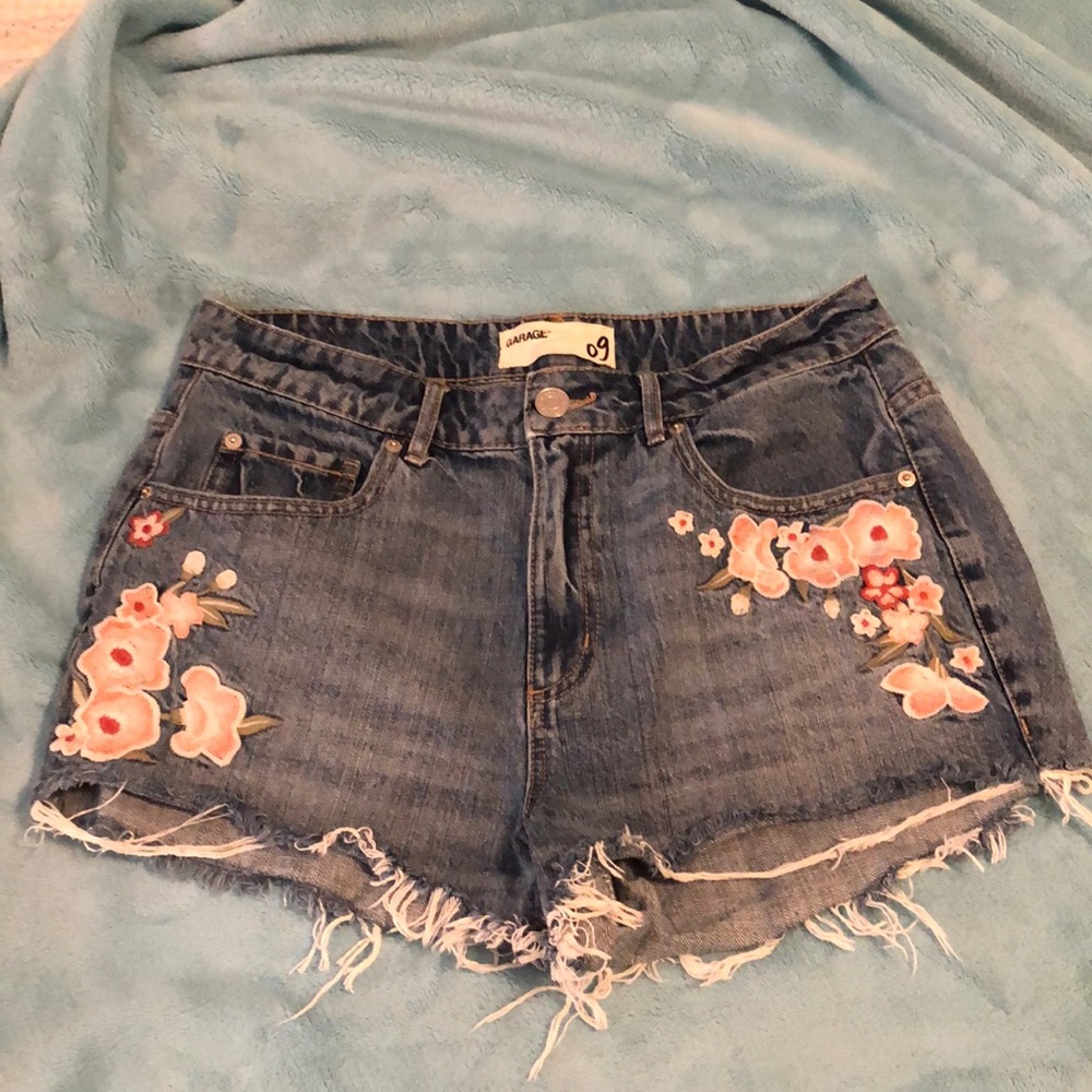 Garage Floral Denim Shorts